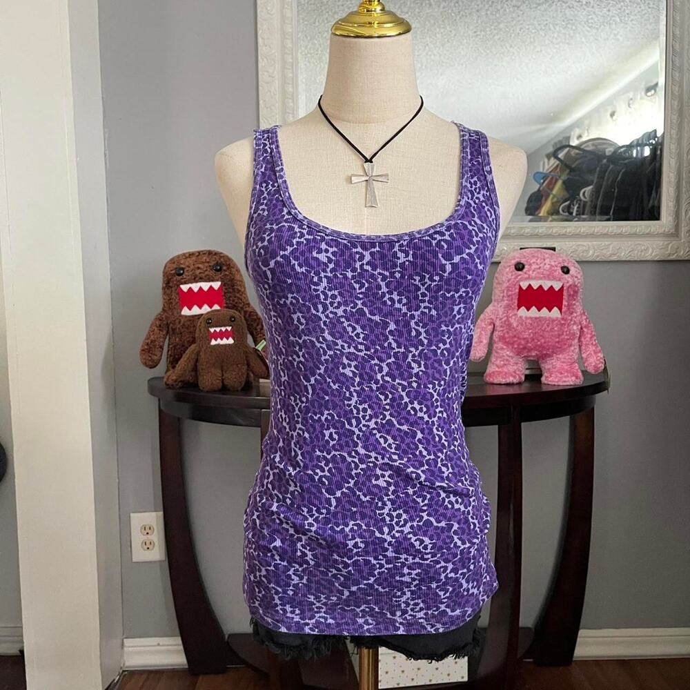 Y2k purple leopard print tank